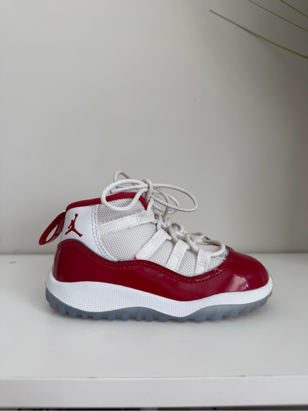 Jordan Kids' White & Red Patent Leather Basketball Sneakers